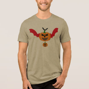 T-shirt En Tri-matière Citrouille Jack O Lantern Halloween Chauve-Souris