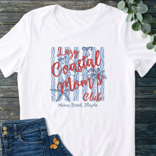 T-shirt En Tri-matière Club de maman côtière paresseuse rouge blanc & ble