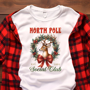 T-shirt En Tri-matière Club Social du Pôle Nord Noël Vintage