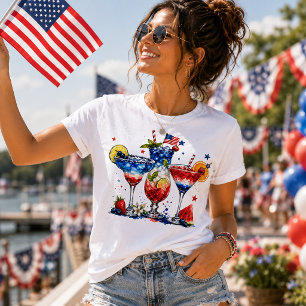 T-shirt En Tri-matière Cocktails Rouge, Blanc et Bleu Patriotiques