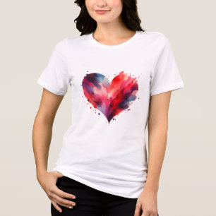 T-shirt En Tri-matière Coeur d'aquarelle dynamique