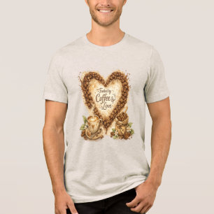 T-shirt En Tri-matière Cœur de Amateur de Café Alimenté par le Café & l'A