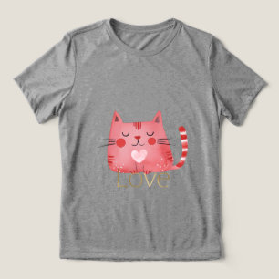 T-shirt En Tri-matière Coeur de chat rose Or amour