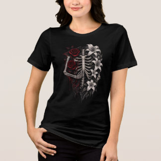 T-shirt En Tri-matière 🌹💀 Cœur de squelette floral gothique