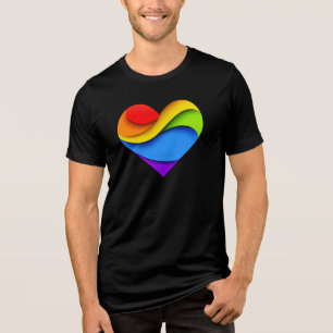 T-shirt En Tri-matière Coeur en forme de SlipperyJoe arc-en-ciel rouge or