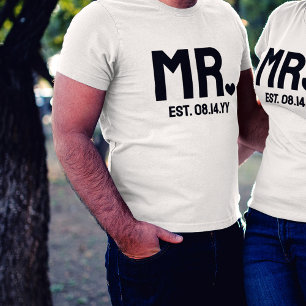 T-shirt En Tri-matière Coeur noir M. Mariage établi Date