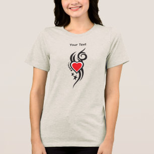 T-shirt En Tri-matière Cœur Ornemental Vintage avec Art de Tatouage Flora