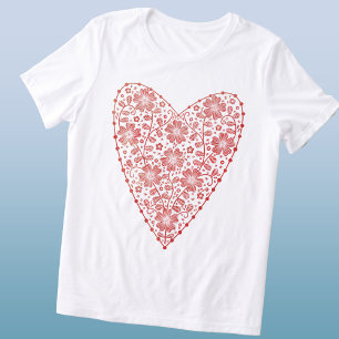 T-shirt En Tri-matière Coeur rouge scandinave blanc