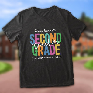 T-shirt En Tri-matière Coloré Enseignant de deuxième année Ajouter un nom