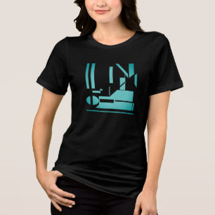 T-shirt En Tri-matière Conception combinée de formes géométriques Aqua