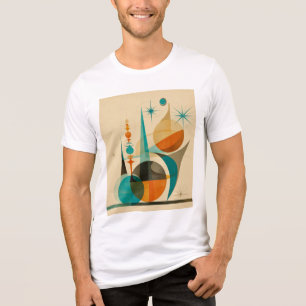 T-shirt En Tri-matière Conception d'art rétro géométrique abstrait du mil