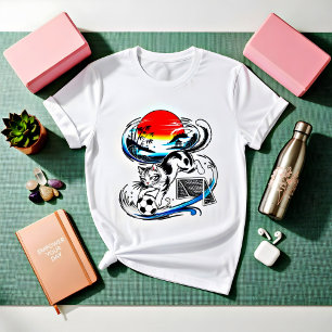T-shirt En Tri-matière Conception de coucher de soleil japonais pour les