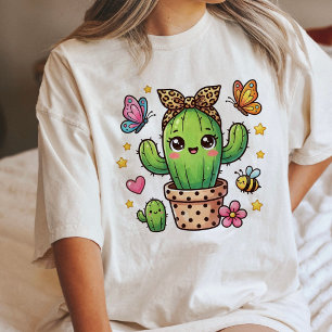 T-shirt En Tri-matière Conception de jardin de cactus adorable Kawaii
