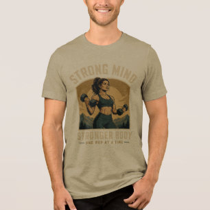 T-shirt En Tri-matière Conception de motivation de gym Corps Fort Esprit 