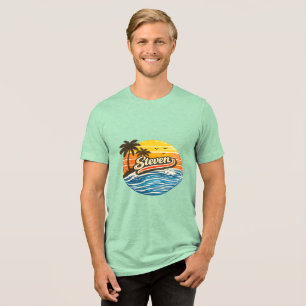T-shirt En Tri-matière Conception de nom Steven Retro Sunset