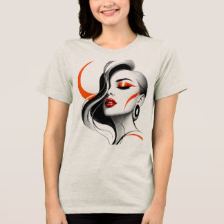 T-shirt En Tri-matière Conception de portrait de femme abstraite de luxe