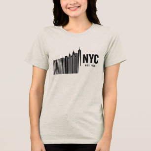 T-shirt En Tri-matière Conception de Skyline de code-barres minimaliste N