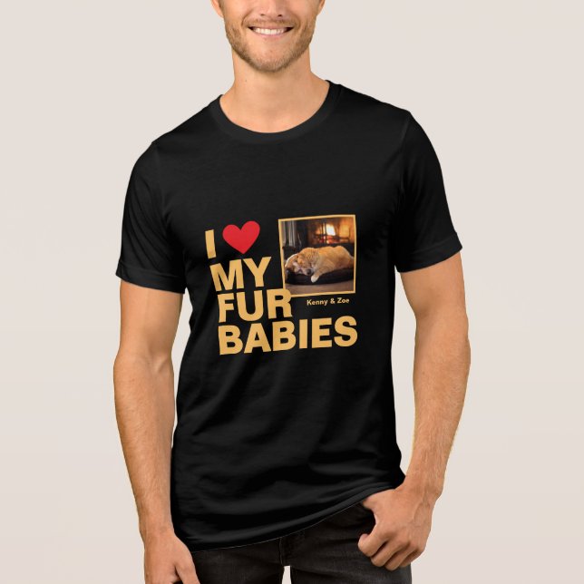 T-shirt En Tri-matière Conception photo personnalisée "I ❤️ My Fur Baby" (Recto)