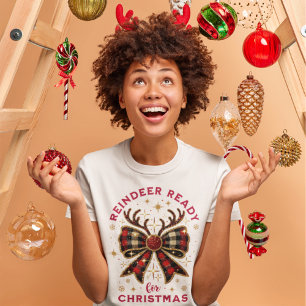 T-shirt En Tri-matière Coquette Noël Plaid Reinder Ready Bow