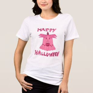 T-shirt En Tri-matière Coquette Rose Fantôme Joyeux Halloween Art Numériq