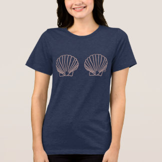 T-shirt En Tri-matière Coquilles de Clam Dessinées à la Main avec une Tou