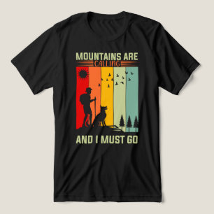 T-shirt En Tri-matière Couché de soleil Randonneur Chien Montagne appelle