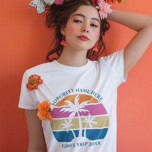 T-shirt En Tri-matière Coucher de soleil Plage Palmiers Girls Trip Femmes