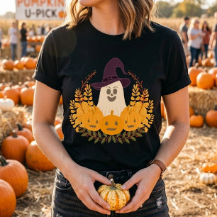 T-shirt En Tri-matière Couronne d'automne de fantôme mignon et de citroui