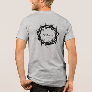 T-shirt En Tri-matière Couronne d'épine noire avec Verse biblique 1 Pierr