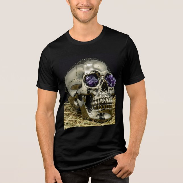 T-shirt En Tri-matière Crâne doré aux yeux d'Améthyste (Recto)