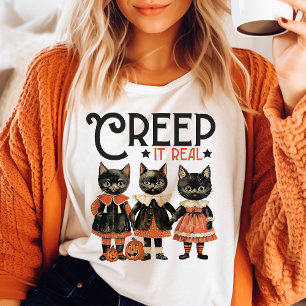 T-shirt En Tri-matière Creep It Real Chat Noir Halloween Vintage