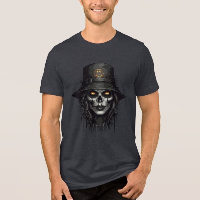 T-shirt En Tri-matière Creepy Skull Witch with Glowing Eyes (Recto)