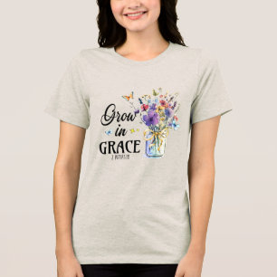 T-shirt En Tri-matière Croître dans la grâce chrétienne personnalisée