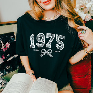 T-shirt En Tri-matière Custom 50th Birthday 1975 Lace Coquette Bow