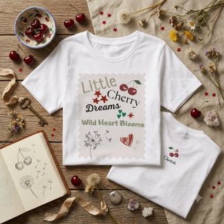 T-shirt En Tri-matière Cute Cherry Pattern Mint Green Cottagecore