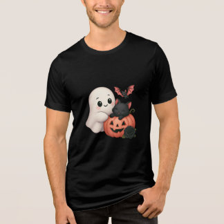 T-shirt En Tri-matière Cute Ghost and Cat With Pumpkin