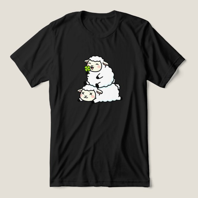 T-shirt En Tri-matière Cute Lucky Sheep St. Patrick's Day Clover (Design Recto)