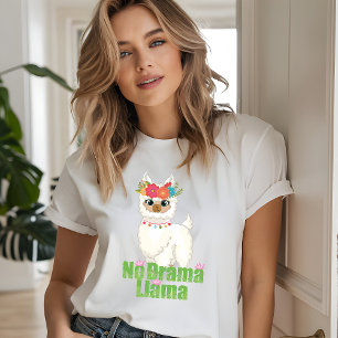 T-shirt En Tri-matière Cute No Drama Llama Avec Couronne Florale