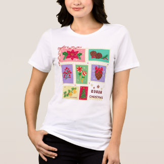 T-shirt En Tri-matière Cute Vintage Christmas Postage Stamps Holiday