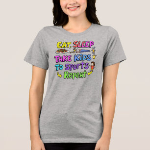 T-shirt En Tri-matière Cycle Kiddo : Manger, Dormir, Sports, Tête Répète