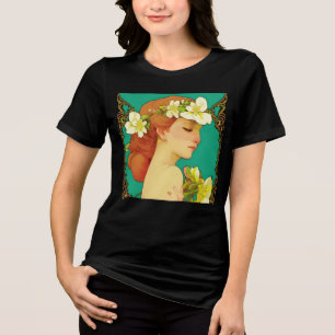 T-shirt En Tri-matière Dame celtique avec des fleurs dans ses cheveux