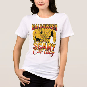 T-shirt En Tri-matière Dame de chat effrayante Halloween Sorcière Toile d