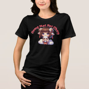 T-shirt En Tri-matière Dessin animé Nouvel An chinois Mouton et Fille
