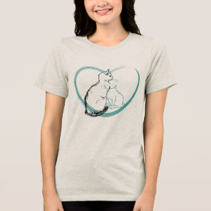 T-shirt En Tri-matière Deux chats s'étreignant