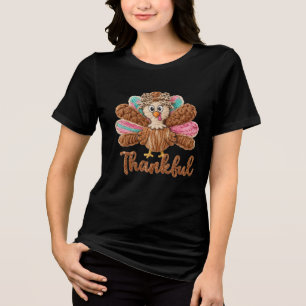T-shirt En Tri-matière Dinde reconnaissante Design – Crochet Laine Latch 