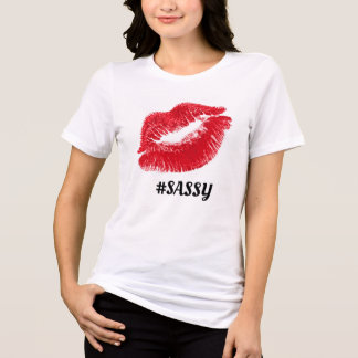 T-SHIRT EN TRI-MATIÈRE DIRE DES LÈVRES ROUGES