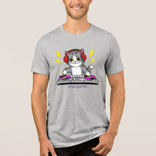 T-shirt En Tri-matière DJ Cat Cartoon – Illustration d'un amateur de musi