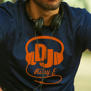 T-shirt En Tri-matière DJ nom casque orange graphique t-shirt