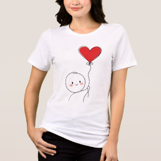 T-shirt En Tri-matière Doodle d'amour mignon minimaliste