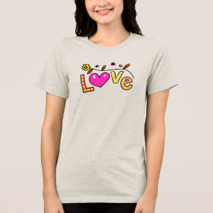 T-shirt En Tri-matière Doodle d'amour tiré à la main
